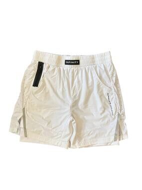 Men M Alphalete Athletics Infinity Speed White Shorts 5.5" Lined Running Gym